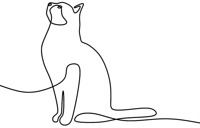 Outline of cat sitting down looking up